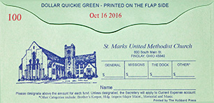 Green Dollar Quickie Pew Envelope